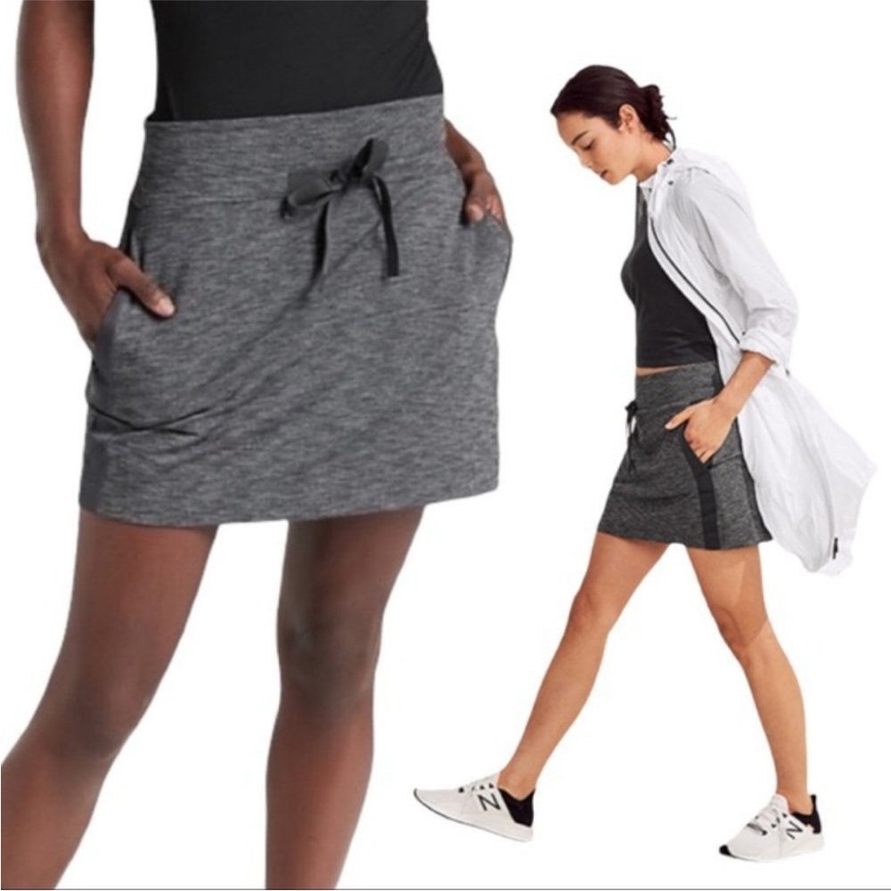 Athleta gray skirt skort with ribbon detail, size medium tall